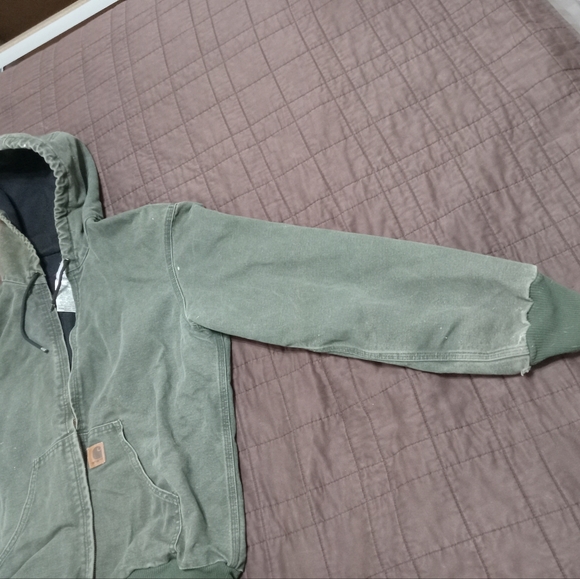 Vintage Carhartt J25 MOS Jacket Mens Medium Green Hooded Canvas Workwear Outdoor - Picture 7 of 15